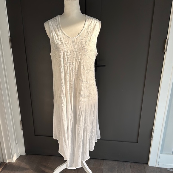 India Blue Maxi Summer Dress with Embroidered One Size 100%Rayon - Picture 1 of 6